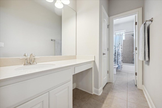 1600 Morning Moon Cir, Austin, TX 78732 - bathroom with tile patterned flooring, vanity, and shower / tub combo with curtain