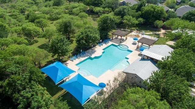 351 Still Hollow Crk, Buda, TX 78610 - bird's eye view of a pool area