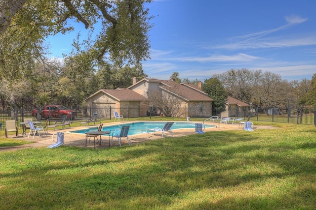 36 Oak Villa Dr # C-2, Canyon Lake, TX 78133 - view of pool with fence, a yard, and a fenced in pool
