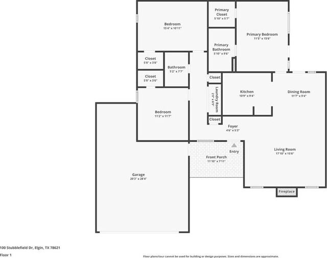 100 Stubblefield Dr, Elgin, TX 78621 - view of home floor plan