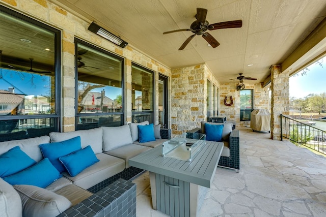 3012 Driftwood Ln, Horseshoe Bay, TX 78657 - view of patio with an outdoor hangout area and ceiling fan
