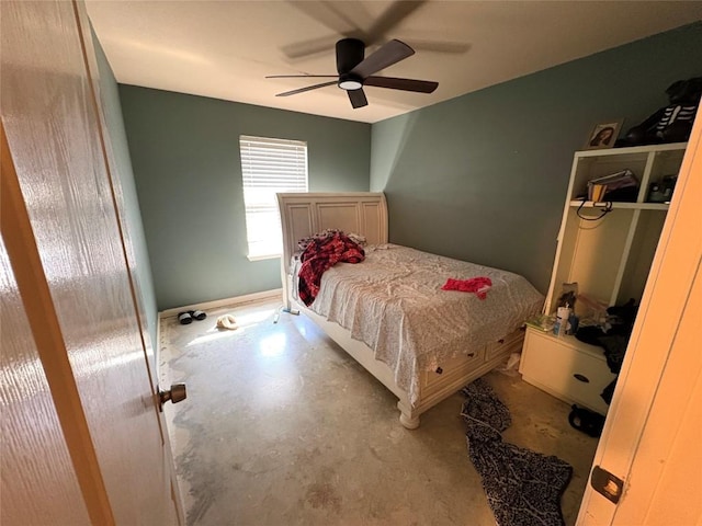 2316 Dovetail St, Pflugerville, TX 78660 - bedroom featuring concrete flooring and ceiling fan