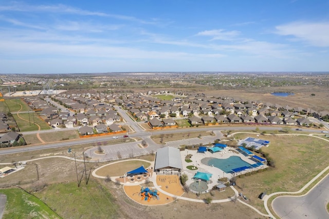 277 Biscayne Bay Bnd, Kyle, TX 78640 - aerial view of property's location with nearby suburban area and a pool area