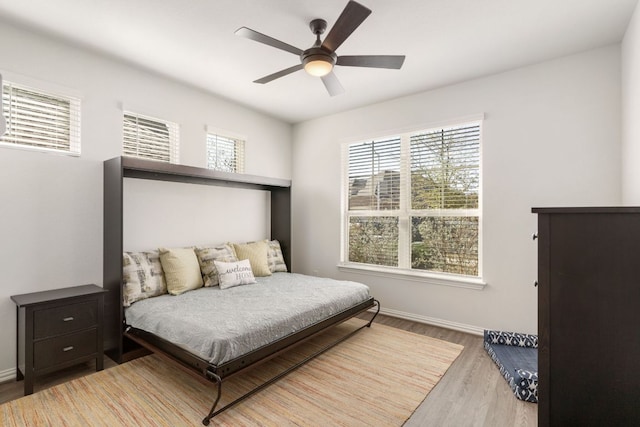 277 Biscayne Bay Bnd, Kyle, TX 78640 - bedroom with wood finished floors and a ceiling fan