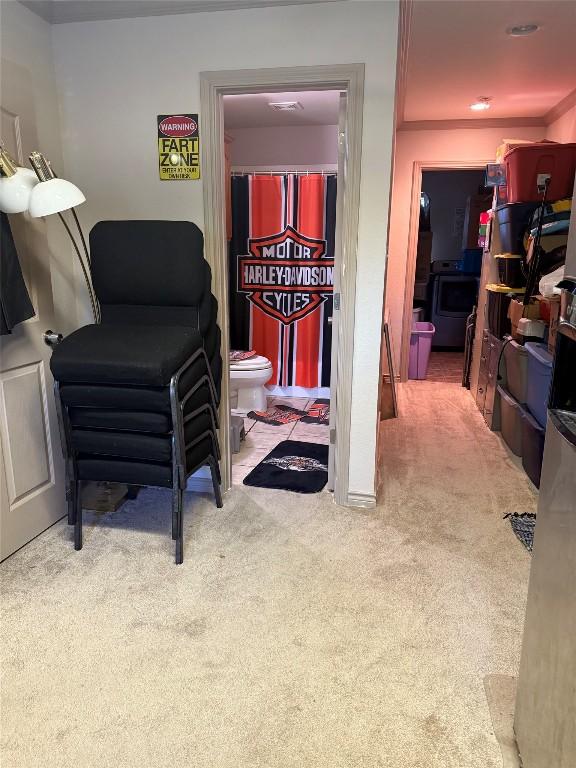 sitting room with carpet flooring