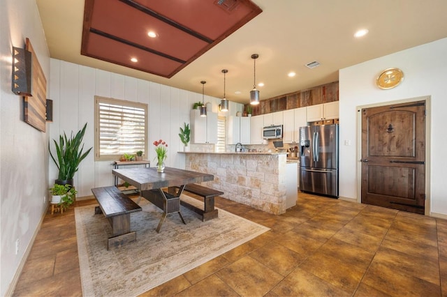 dining area featuring recessed lighting and visible vents