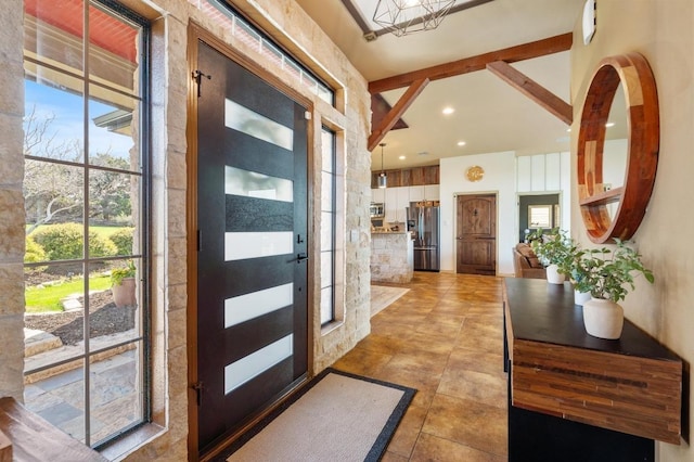 foyer entrance with recessed lighting