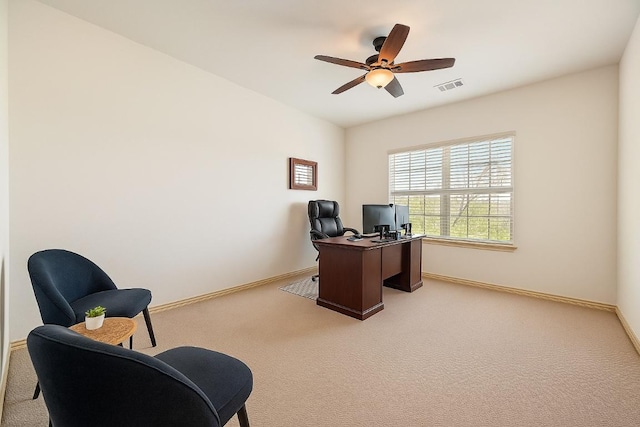 12029 Portobella Dr, Austin, TX 78732 - office with carpet flooring, a ceiling fan, and baseboards