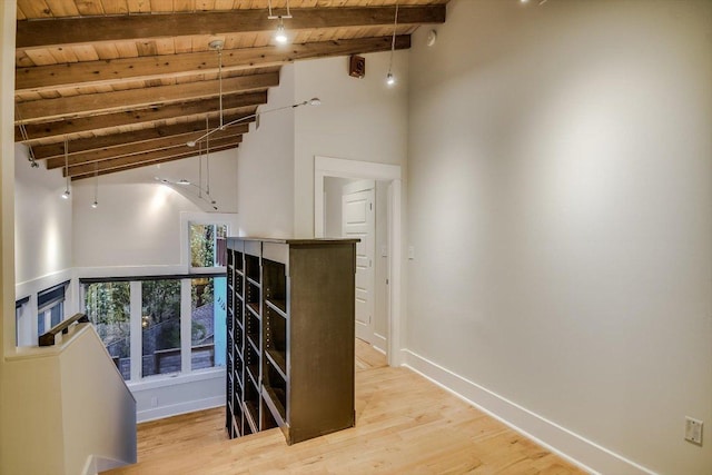 1701 Ravey St, Austin, TX 78704 - corridor with wooden ceiling and wood finished floors