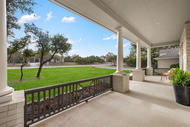 9943 Derecho Dr, Austin, TX 78737 - covered porch with a lawn