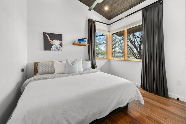 1411 Haskell St, Austin, TX 78702 - bedroom featuring wooden ceiling, vaulted ceiling, wood finished floors, and recessed lighting