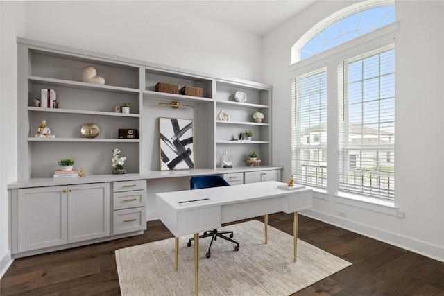 1005 Trevi Fontana, Leander, TX 78641 - office with dark wood-style flooring and baseboards