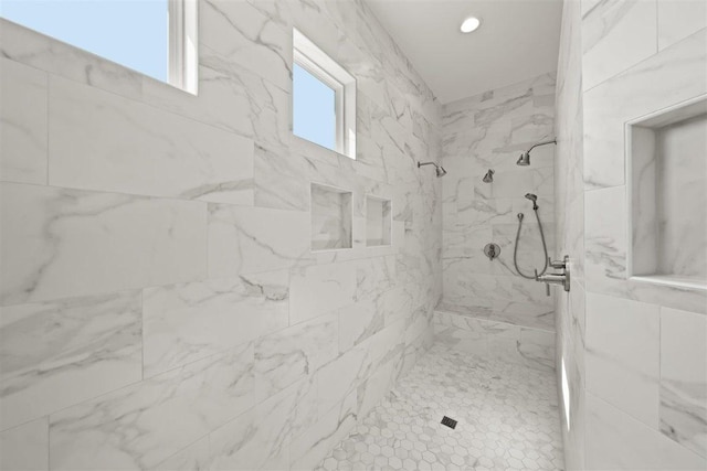 425 Private Road 915, Georgetown, TX 78633 - bathroom featuring recessed lighting and tiled shower