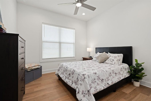 425 Private Road 915, Georgetown, TX 78633 - bedroom featuring recessed lighting, light wood finished floors, baseboards, and ceiling fan
