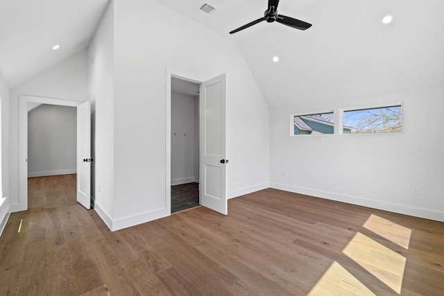 710 Philco Dr, Austin, TX 78745 - additional living space featuring vaulted ceiling, wood finished floors, a ceiling fan, recessed lighting, and baseboards
