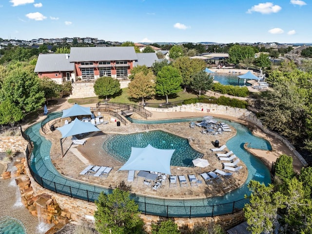 316 Hidden Beacon Bnd, Lakeway, TX 78738 - drone / aerial view of a pool area