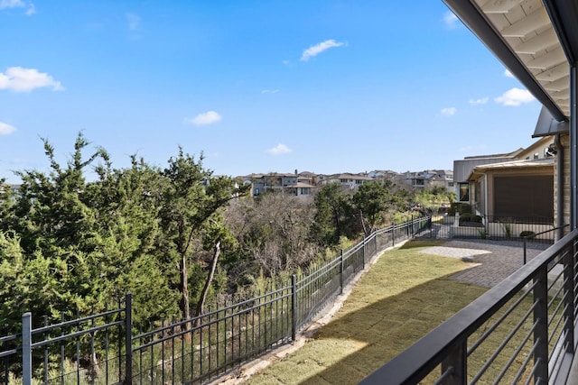 316 Hidden Beacon Bnd, Lakeway, TX 78738 - fenced backyard with a residential view and a balcony