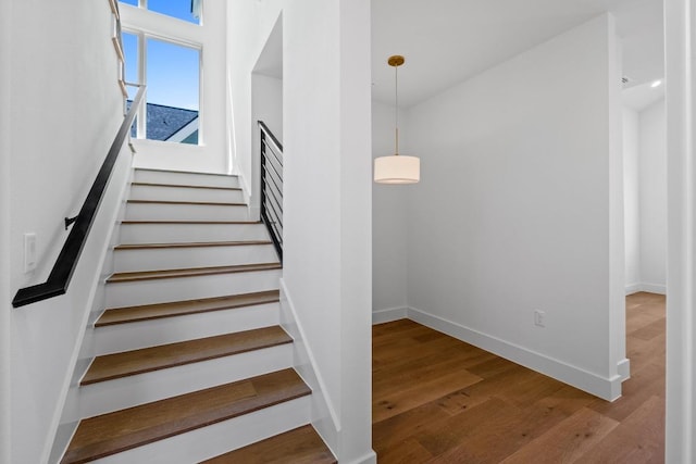 4525 S 3rd St, Austin, TX 78745 - staircase featuring wood finished floors