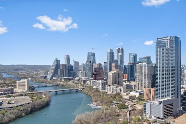44 E Ave Unit 3402, Austin, TX 78701 - view of city skyline featuring a notable bridge and a large body of water