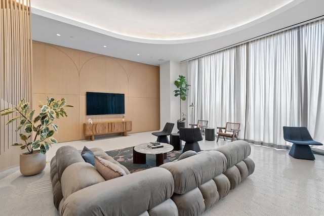 44 E Ave Unit 3402, Austin, TX 78701 - living room featuring recessed lighting and a high ceiling