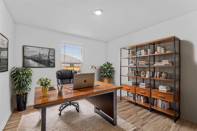 130 Carmello, Kyle, TX 78640 - home office with light wood-style flooring and baseboards