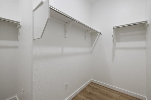 walk in closet featuring wood finished floors