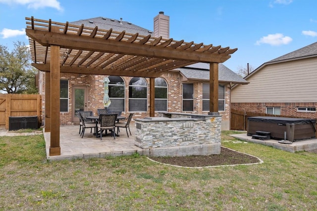 2701 Blackstone Cv, Round Rock, TX 78665 - view of patio with a hot tub and a pergola