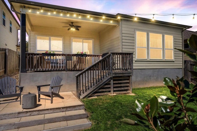 9003 Jodie Ln, Austin, TX 78748 - view of front of property with a ceiling fan, stairs, and a patio