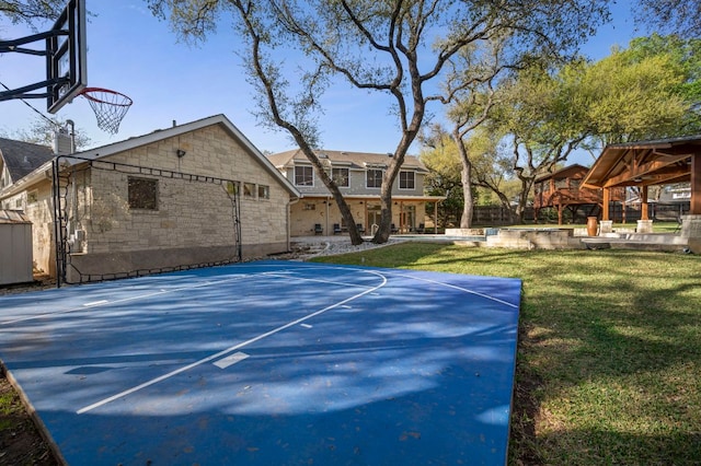 7603 Rustling Cv, Austin, TX 78731 - view of sport court with basketball court, a gazebo, and a yard