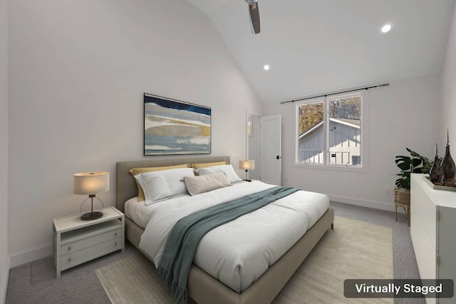 7603 Rustling Cv, Austin, TX 78731 - bedroom featuring vaulted ceiling, carpet, and recessed lighting