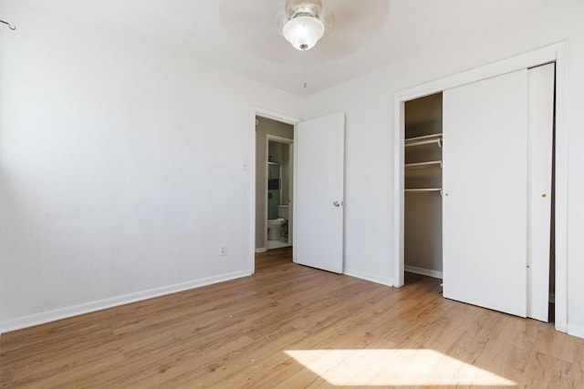 703 S 13th St, Copperas Cove, TX 76522 - unfurnished bedroom with light wood finished floors, a closet, and ceiling fan