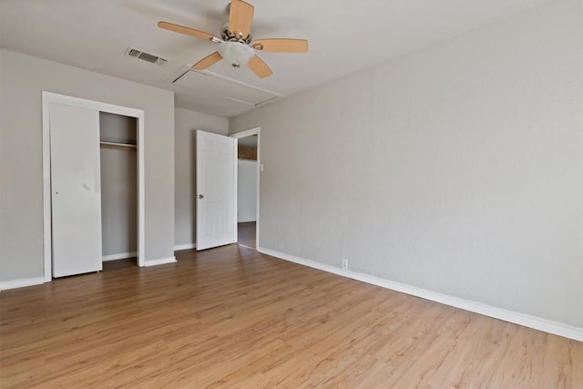 703 S 13th St, Copperas Cove, TX 76522 - unfurnished bedroom featuring wood finished floors, a closet, and ceiling fan