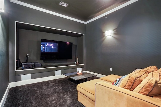 1002 Arroweye Trl, Austin, TX 78733 - carpeted home theater featuring ornamental molding and baseboards
