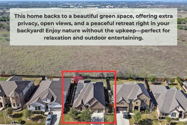 bird's eye view featuring a residential view