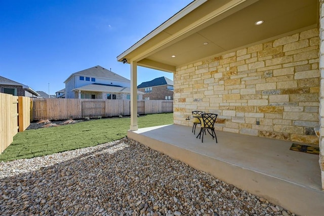2316 Gold Dust Trl, Leander, TX 78641 - fenced backyard featuring a patio