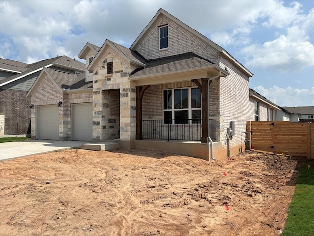 8213 Grenadier Dr, Austin, TX 78738 - view of front of house featuring brick siding, a garage, roof with shingles, and driveway
