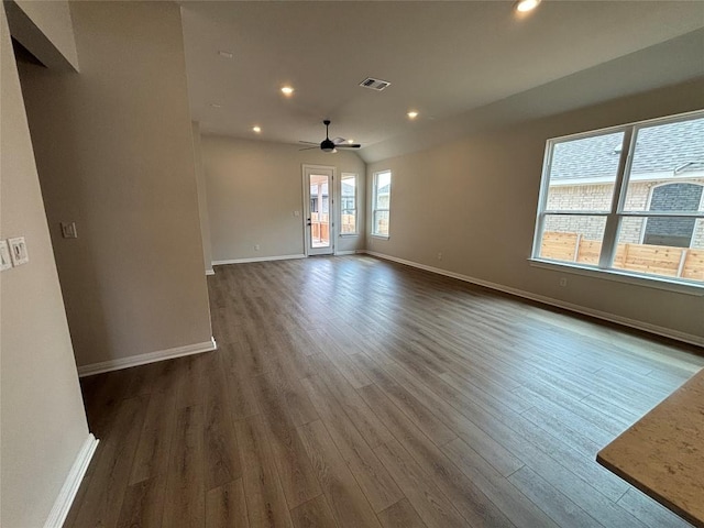 8213 Grenadier Dr, Austin, TX 78738 - unfurnished room with a ceiling fan, dark wood-style flooring, and recessed lighting