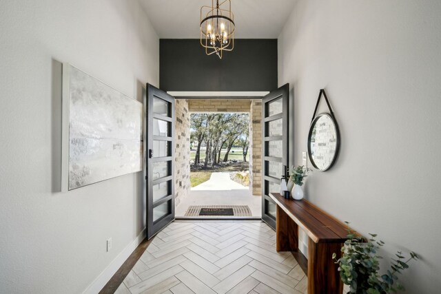 308 Somerset Hills Dr, Georgetown, TX 78633 - entrance foyer featuring a chandelier