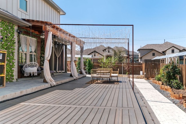 13601 Larrys Ln, Manchaca, TX 78652 - wooden terrace with outdoor dining space and fence