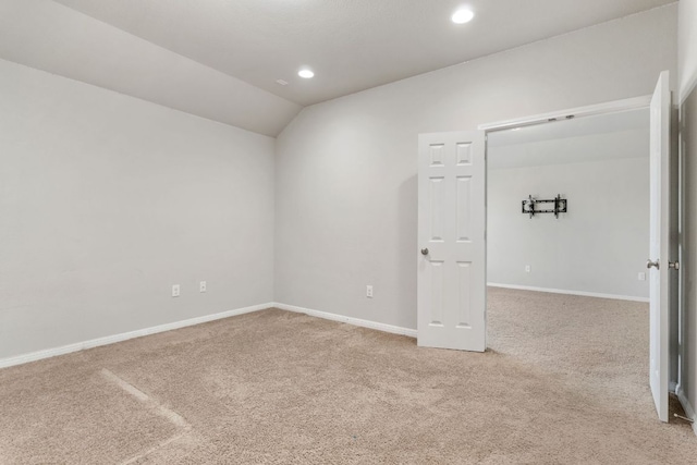 13601 Larrys Ln, Manchaca, TX 78652 - carpeted empty room featuring recessed lighting, vaulted ceiling, and baseboards