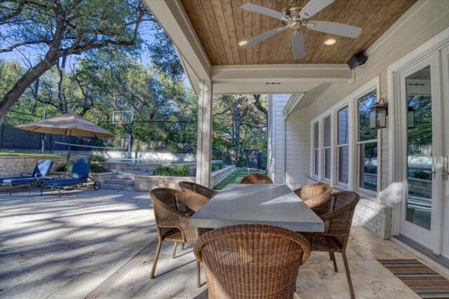 2610 Allston Ln, Austin, TX 78746 - view of patio with ceiling fan and outdoor dining area