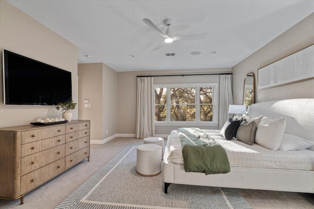 2610 Allston Ln, Austin, TX 78746 - bedroom featuring light colored carpet and a ceiling fan