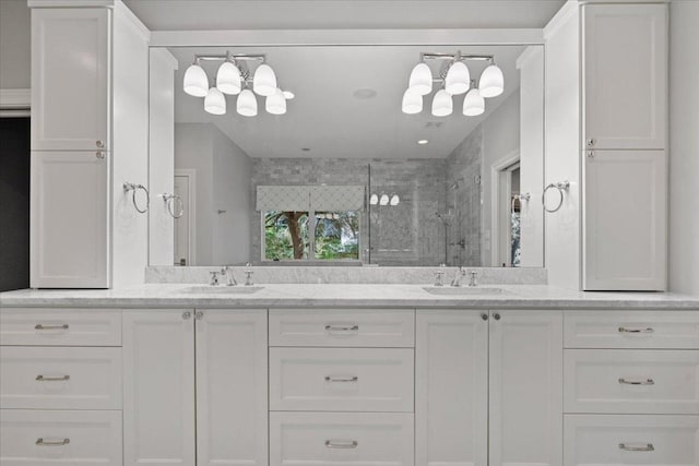 2610 Allston Ln, Austin, TX 78746 - full bath featuring a shower stall and double vanity