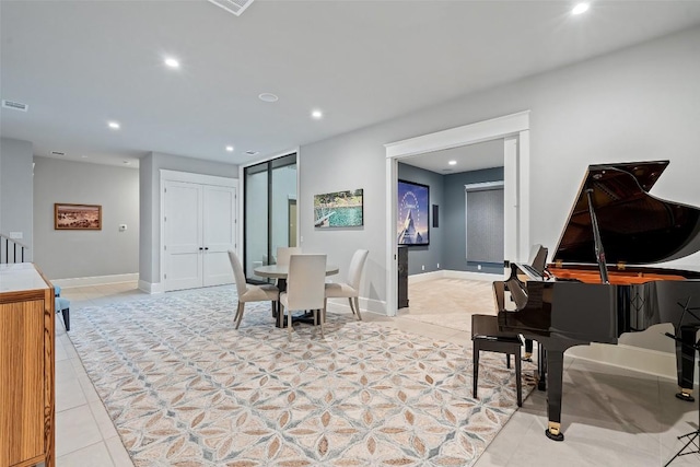 4229 Verano Dr, Austin, TX 78735 - dining area with recessed lighting and light tile patterned floors