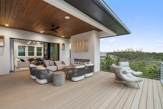 4229 Verano Dr, Austin, TX 78735 - deck featuring ceiling fan and an outdoor hangout area