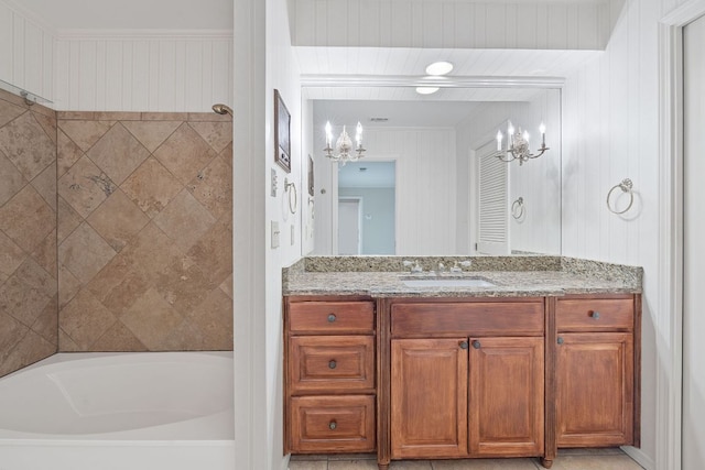 8113 W Ct, Austin, TX 78759 - full bathroom with a chandelier, a tub to relax in, and vanity