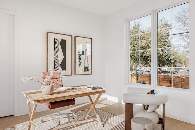 3607 Garden Villa Ln, Austin, TX 78704 - office area featuring baseboards and light wood-style flooring