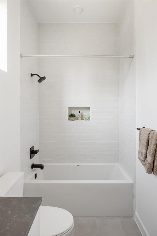 3607 Garden Villa Ln, Austin, TX 78704 - full bathroom with tile patterned floors, shower / washtub combination, and vanity