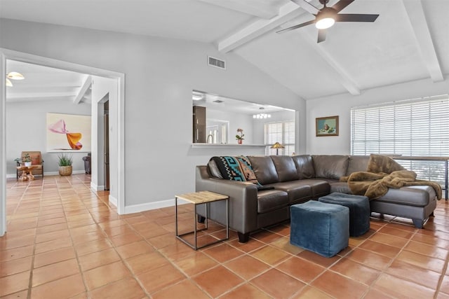 1908 Running Brook Dr, Austin, TX 78723 - living area with light tile patterned floors, a ceiling fan, and plenty of natural light