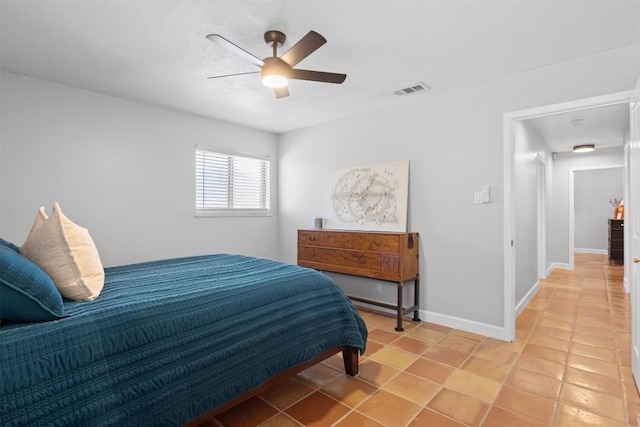 1908 Running Brook Dr, Austin, TX 78723 - bedroom with a ceiling fan, baseboards, and light tile patterned flooring